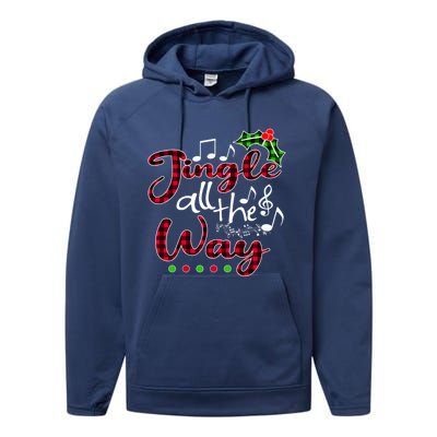 Jingle All The Way Funny Christmas Buffallo Green Plaid Gift Performance Fleece Hoodie