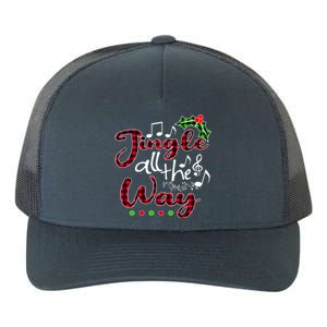 Jingle All The Way Funny Christmas Buffallo Green Plaid Gift Yupoong Adult 5-Panel Trucker Hat