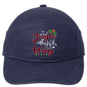 Jingle All The Way Funny Christmas Buffallo Green Plaid Gift 7-Panel Snapback Hat