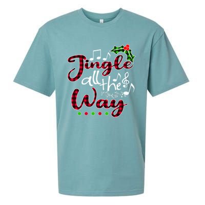 Jingle All The Way Funny Christmas Buffallo Green Plaid Gift Sueded Cloud Jersey T-Shirt