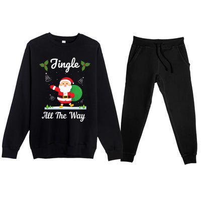 Jingle All The Way Holiday Santa Claus Father Christmas Gift Premium Crewneck Sweatsuit Set