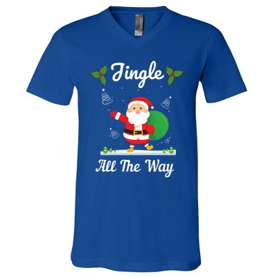 Jingle All The Way Holiday Santa Claus Father Christmas Gift V-Neck T-Shirt