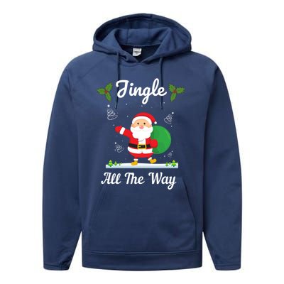 Jingle All The Way Holiday Santa Claus Father Christmas Gift Performance Fleece Hoodie