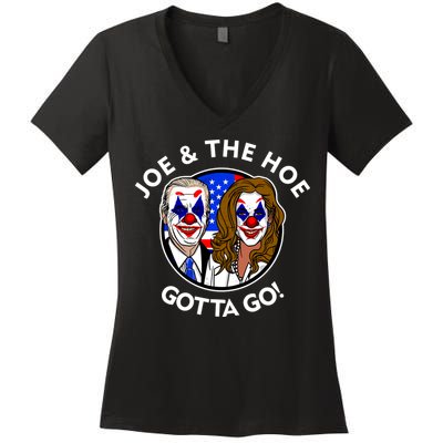 Joe And The Hoe Gotta Go Ho Biden Politian Clown Circus Women's V-Neck T-Shirt
