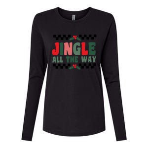 Jingle All The Way Snow Christmas Tree Xmas Gift Womens Cotton Relaxed Long Sleeve T-Shirt