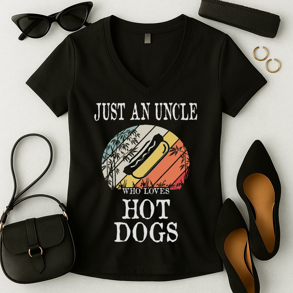 Just An Uncle Who Loves Hot Dogs Women's V-Neck T-Shirt