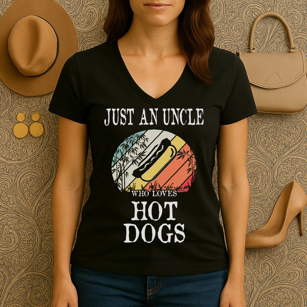 Just An Uncle Who Loves Hot Dogs Women's V-Neck T-Shirt