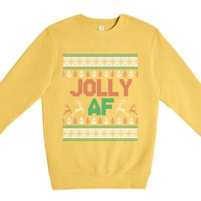 Jolly Af Ugly Christmas Styled Christmas Gift Premium Crewneck Sweatshirt