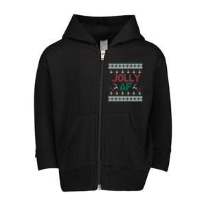 Jolly Af Ugly Christmas Styled Christmas Gift Toddler Zip Fleece Hoodie