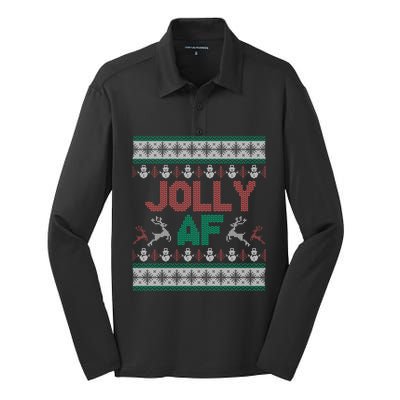 Jolly Af Ugly Christmas Styled Christmas Gift Silk Touch Performance Long Sleeve Polo