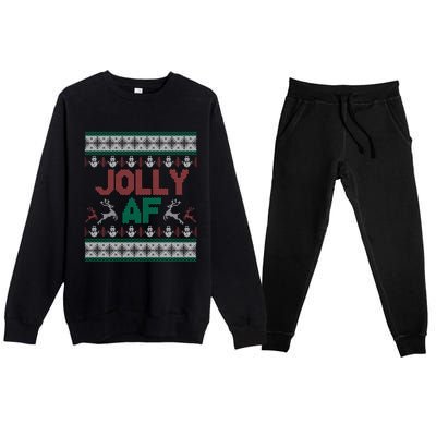 Jolly Af Ugly Christmas Styled Christmas Gift Premium Crewneck Sweatsuit Set