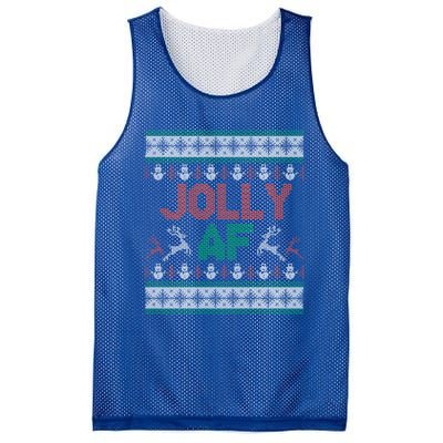 Jolly Af Ugly Christmas Styled Christmas Gift Mesh Reversible Basketball Jersey Tank