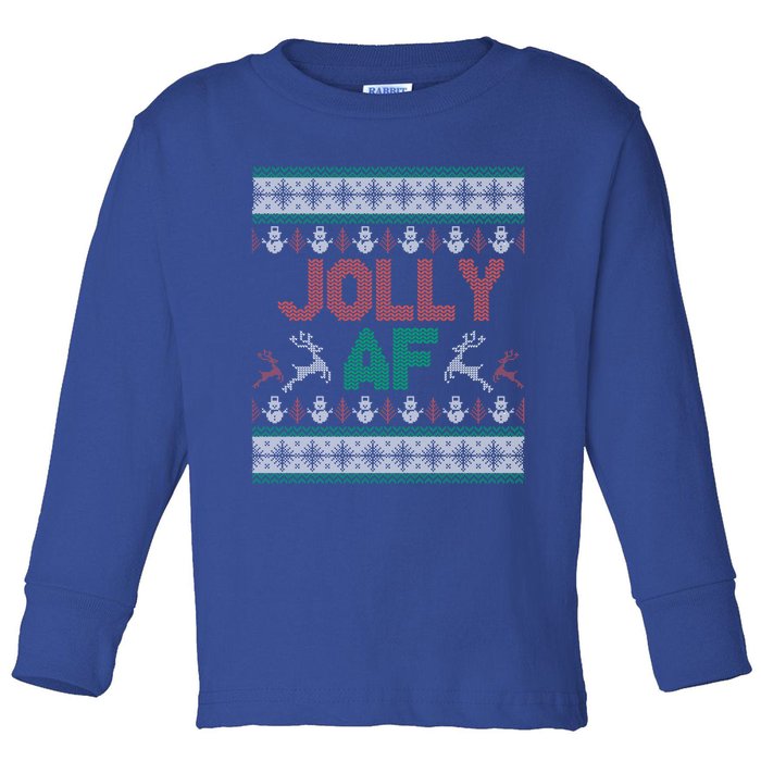 Jolly Af Ugly Christmas Styled Christmas Gift Toddler Long Sleeve Shirt