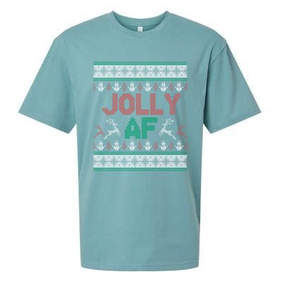 Jolly Af Ugly Christmas Styled Christmas Gift Sueded Cloud Jersey T-Shirt