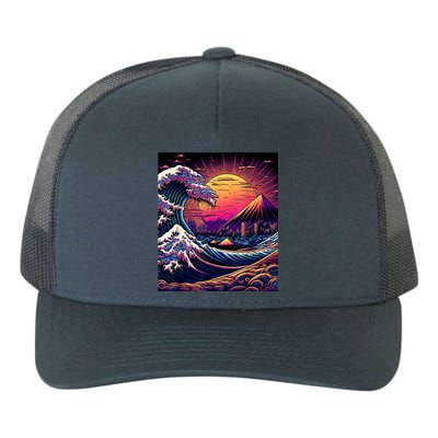 Japanese Art Ukiyoe Style Retrowave Great Wave Off Kanagawa Yupoong Adult 5-Panel Trucker Hat