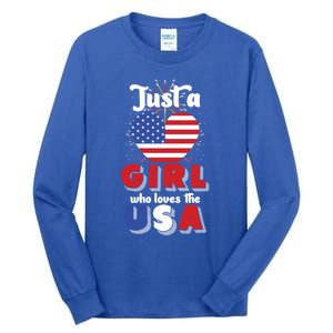 Just A United States Us Flag American 4th Of July Funny Gift Tall Long Sleeve T-Shirt