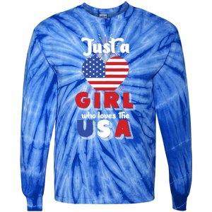 Just A United States Us Flag American 4th Of July Funny Gift Tie-Dye Long Sleeve Shirt