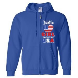 Just A United States Us Flag American 4th Of July Funny Gift Full Zip Hoodie