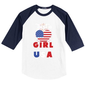 Just A United States Us Flag American 4th Of July Funny Gift Baseball Sleeve Shirt