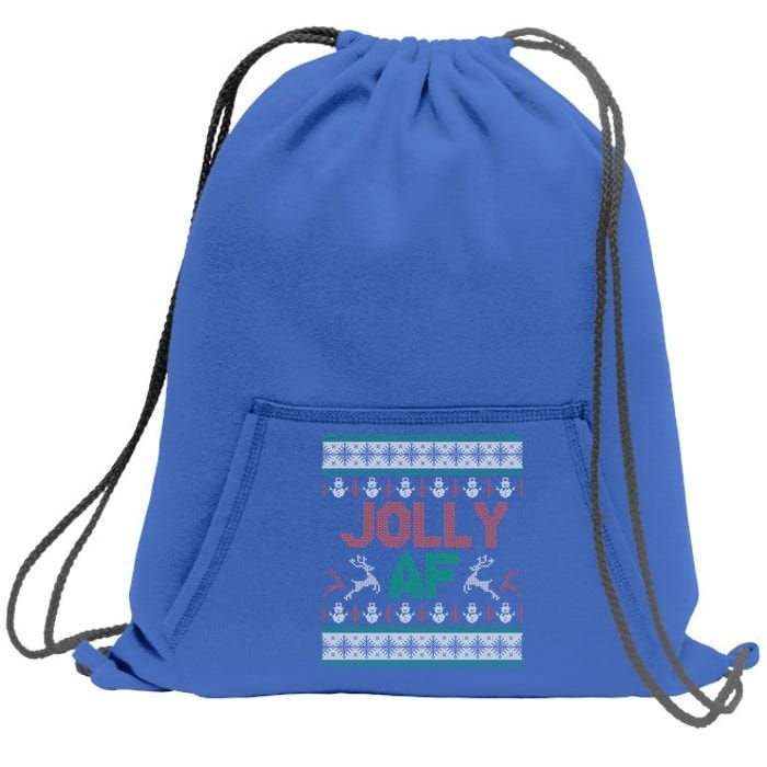 Jolly Af Ugly Christmas Styled Christmas Gift Sweatshirt Cinch Pack Bag