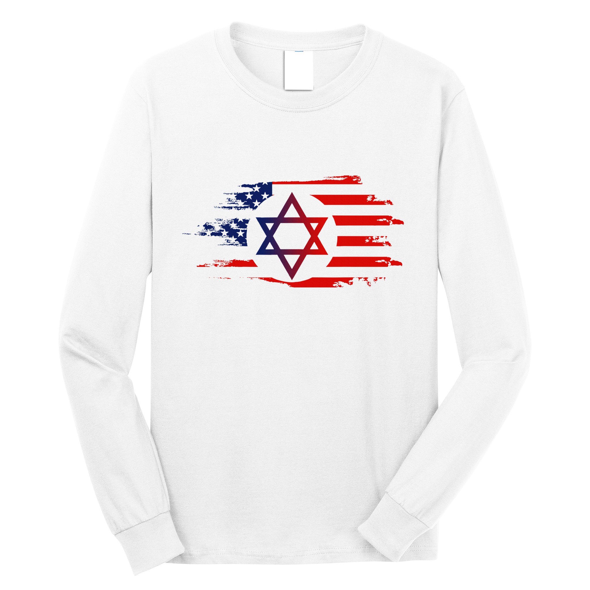 Jewish American Usa Flag With Star Of David Israel Long Sleeve Shirt