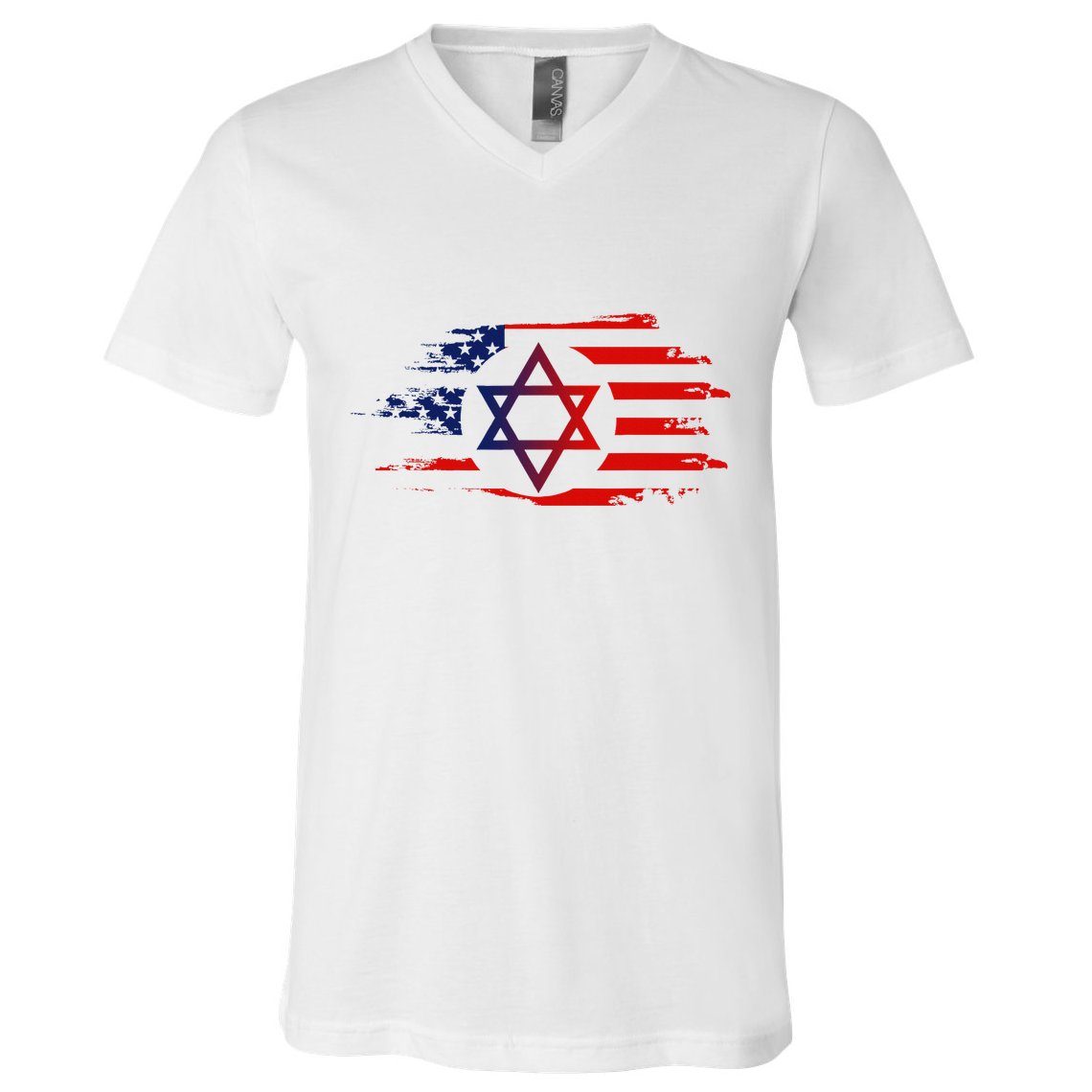 Jewish American Usa Flag With Star Of David Israel V-Neck T-Shirt