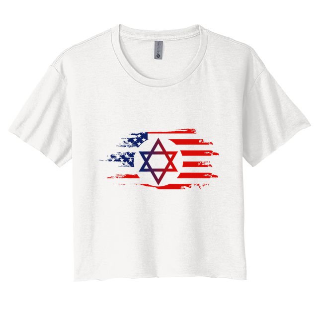 Jewish American Usa Flag With Star Of David Israel Crop Top