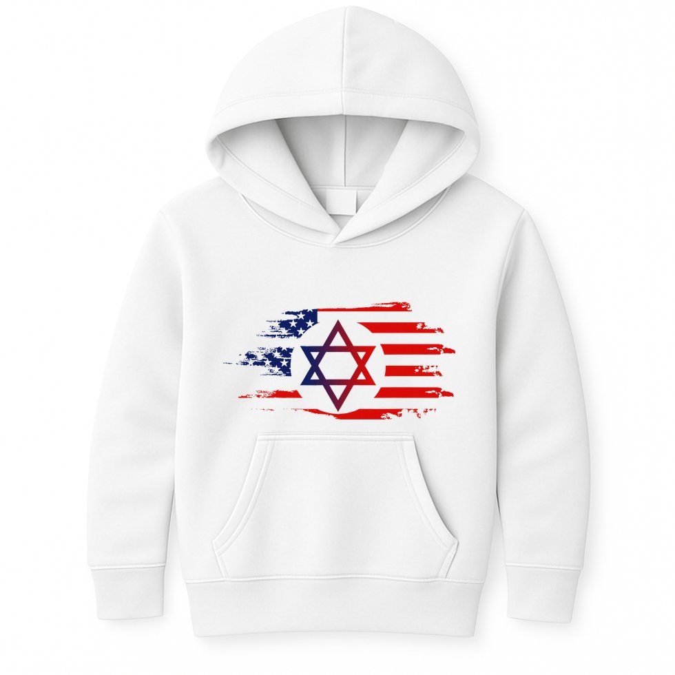 Jewish American Usa Flag With Star Of David Israel Kids Hoodie