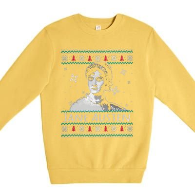 Jane Austen Ugly Christmas Sweater Design Xmas Book Lover Cool Gift Premium Crewneck Sweatshirt