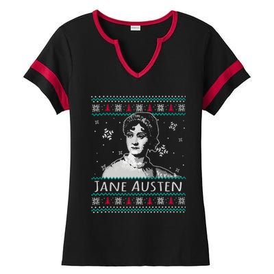 Jane Austen Ugly Christmas Sweater Design Xmas Book Lover Cool Gift Ladies Halftime Notch Neck Tee