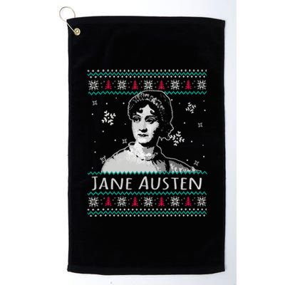 Jane Austen Ugly Christmas Sweater Design Xmas Book Lover Cool Gift Platinum Collection Golf Towel