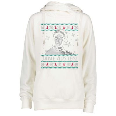 Jane Austen Ugly Christmas Sweater Design Xmas Book Lover Cool Gift Womens Funnel Neck Pullover Hood