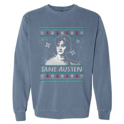 Jane Austen Ugly Christmas Sweater Design Xmas Book Lover Cool Gift Garment-Dyed Sweatshirt