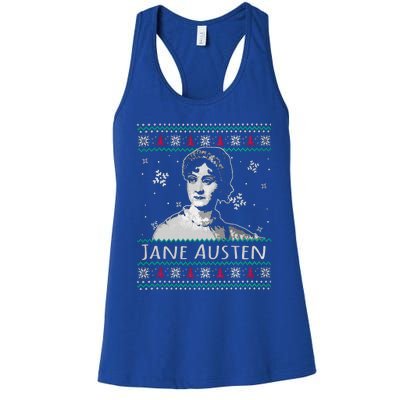 Jane Austen Ugly Christmas Sweater Design Xmas Book Lover Cool Gift Women's Racerback Tank