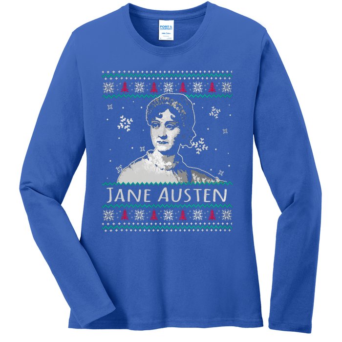 Jane Austen Ugly Christmas Sweater Design Xmas Book Lover Cool Gift Ladies Long Sleeve Shirt