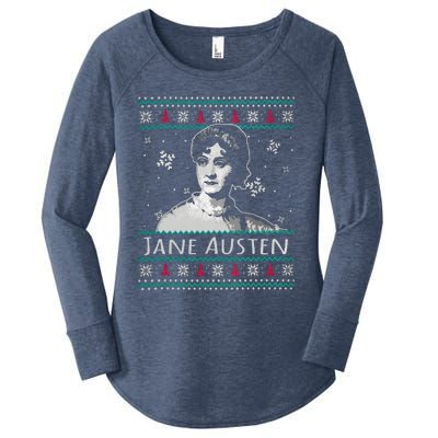 Jane Austen Ugly Christmas Sweater Design Xmas Book Lover Cool Gift Women's Perfect Tri Tunic Long Sleeve Shirt