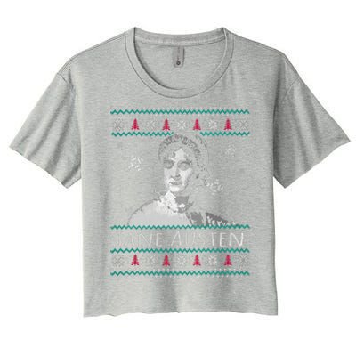 Jane Austen Ugly Christmas Sweater Design Xmas Book Lover Cool Gift Women's Crop Top Tee