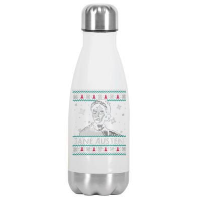 Jane Austen Ugly Christmas Sweater Design Xmas Book Lover Cool Gift Stainless Steel Insulated Water Bottle