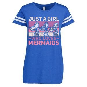 Just A Who Loves Mermaids Mermaid Birthday Party Outfit Enza Ladies Jersey Football T-Shirt