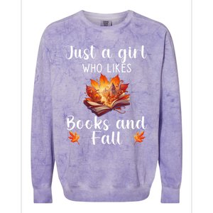 Just A Who Loves Fall And Books Automn Pumpkin Spice Gift Colorblast Crewneck Sweatshirt