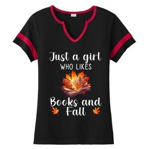 Just A Who Loves Fall And Books Automn Pumpkin Spice Gift Ladies Halftime Notch Neck Tee