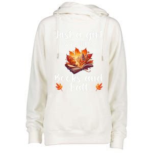 Just A Who Loves Fall And Books Automn Pumpkin Spice Gift Womens Funnel Neck Pullover Hood