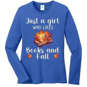 Just A Who Loves Fall And Books Automn Pumpkin Spice Gift Ladies Long Sleeve Shirt