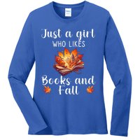 Just A Who Loves Fall And Books Automn Pumpkin Spice Gift Ladies Long Sleeve Shirt