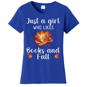 Just A Who Loves Fall And Books Automn Pumpkin Spice Gift Women's T-Shirt