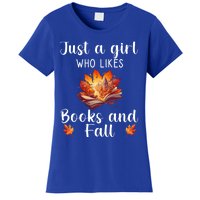 Just A Who Loves Fall And Books Automn Pumpkin Spice Gift Women's T-Shirt