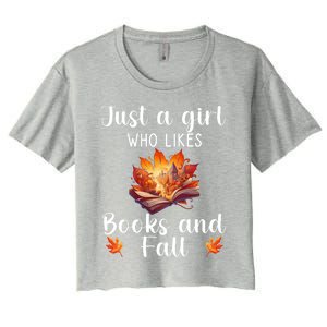 Just A Who Loves Fall And Books Automn Pumpkin Spice Gift Women's Crop Top Tee