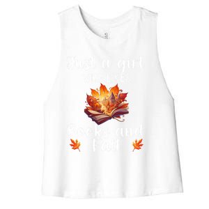 Just A Who Loves Fall And Books Automn Pumpkin Spice Gift Women's Racerback Cropped Tank