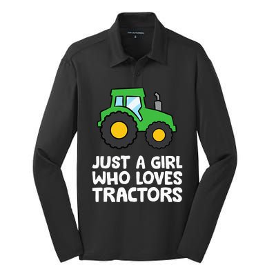 Just a  Who Loves Tractors Silk Touch Performance Long Sleeve Polo