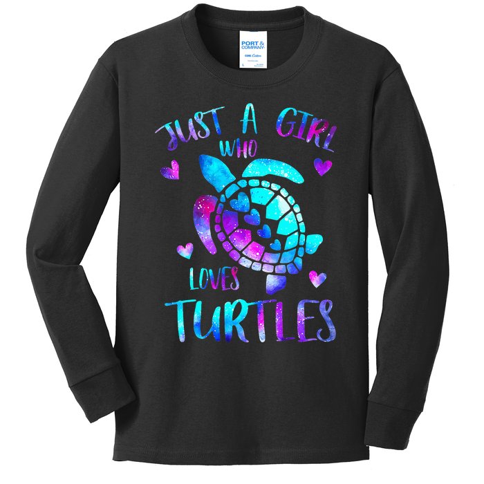 Just a  Who Loves Turtles Galaxy Space Sea Kids Long Sleeve Shirt